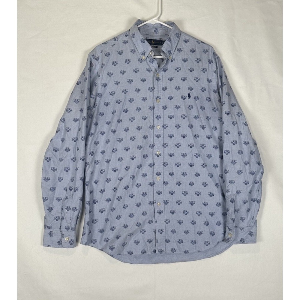 Polo Ralph Lauren Oxford Shirt Men's Large Tiger Head Print Classic Button Down